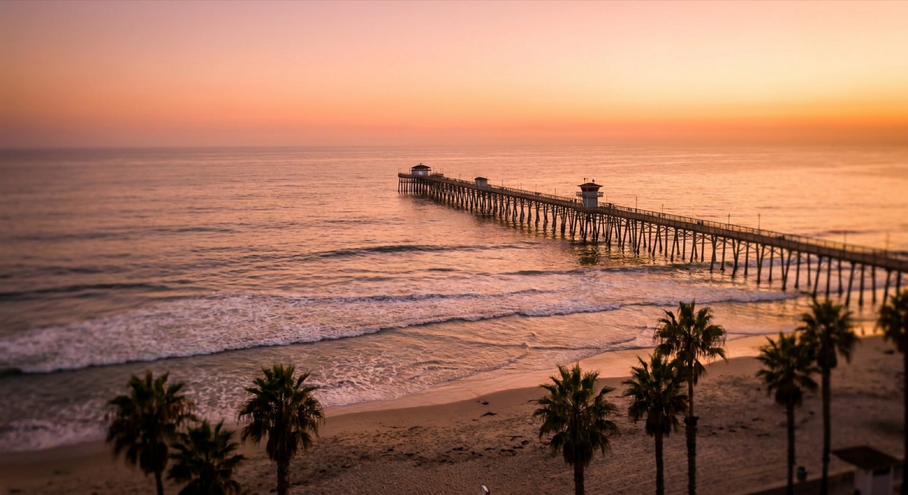 The Oceanside, California coast at golden hour